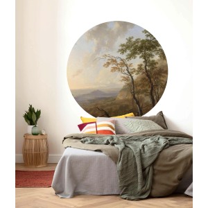 Komar Vlies Fototapete Horizon (Ø 125cm) selbstklebend an Schlafzimmerwand.