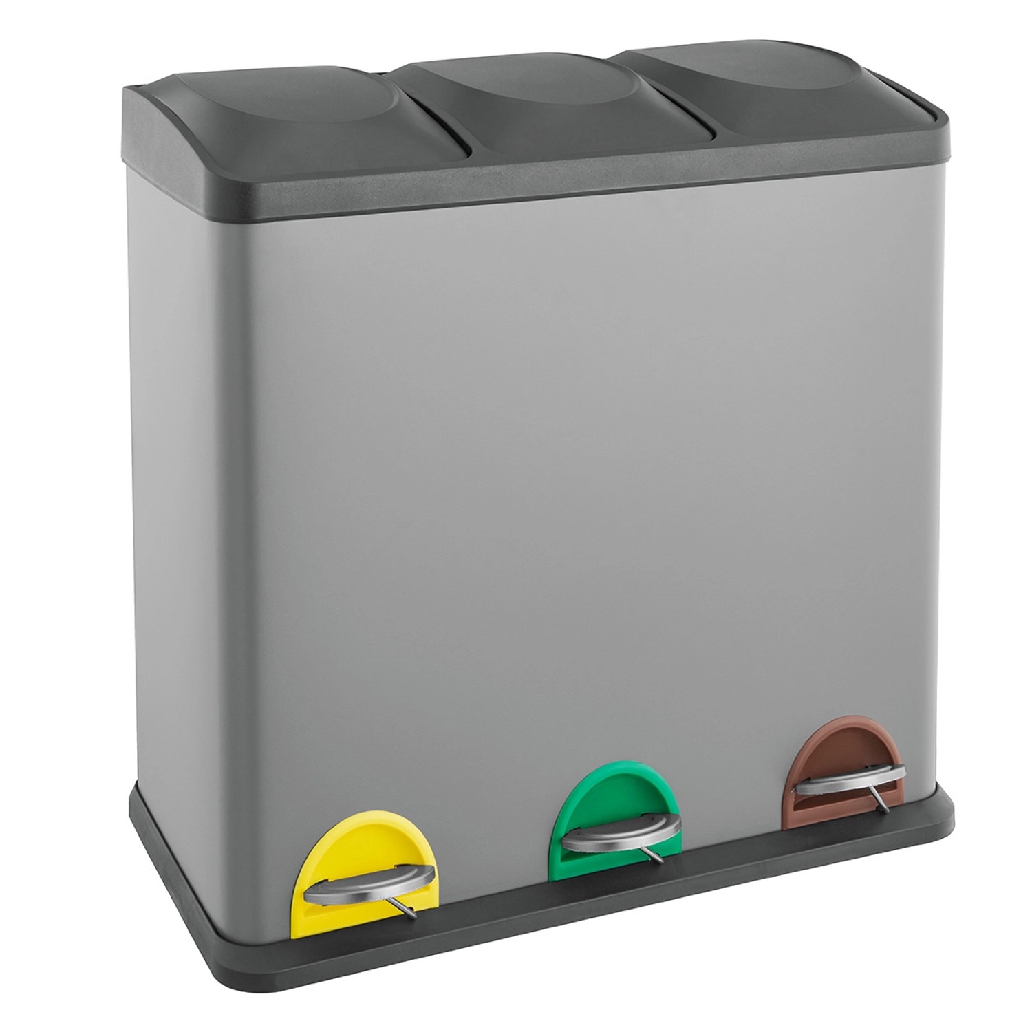 Svita TC3X20 Mülleimer 60L 3x20 Liter Treteimer Mülltrennung Abfalleimer Grau