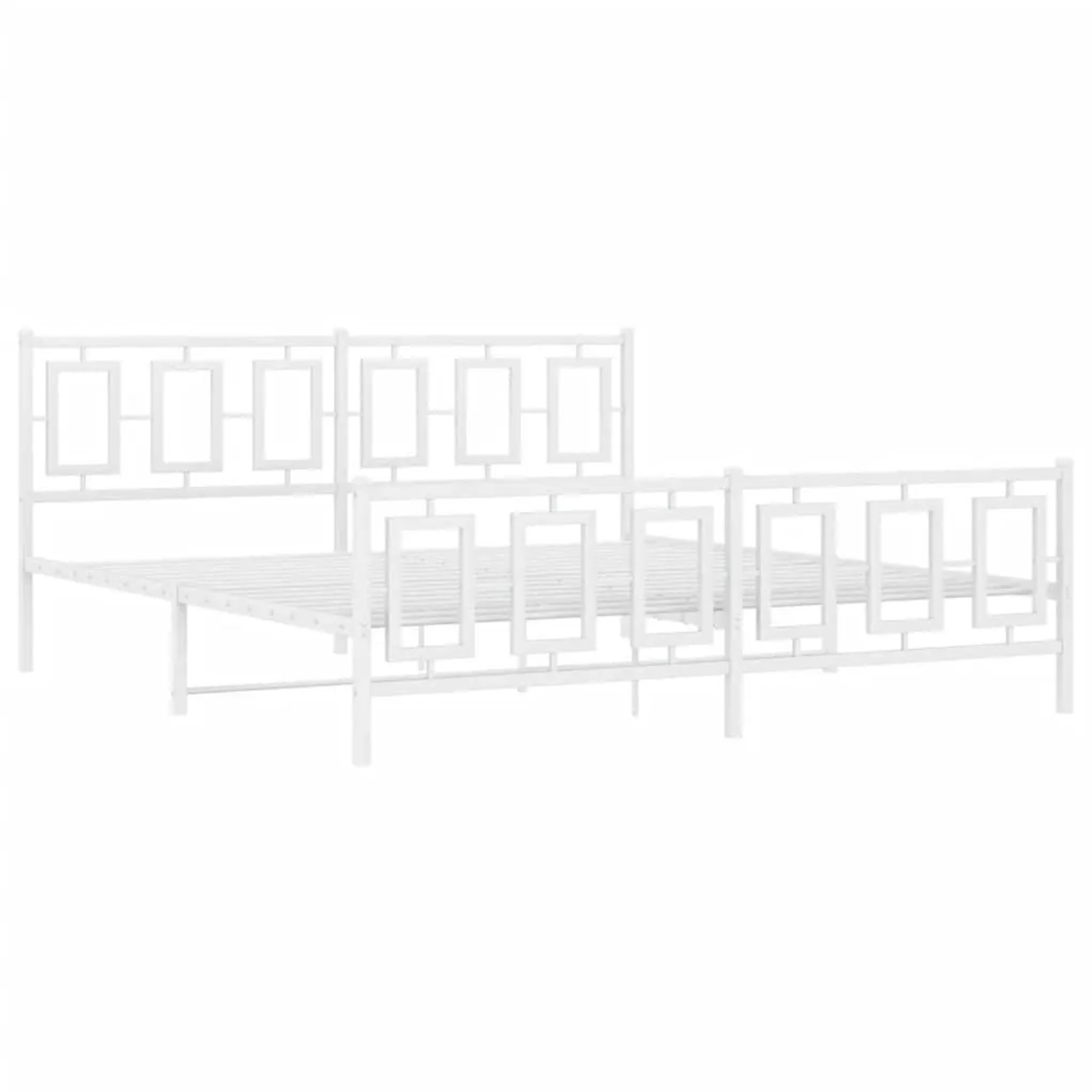 vidaXL Bettgestell mit Kopf- und Fußteil Metall Weiß 180x200 cm 374312
