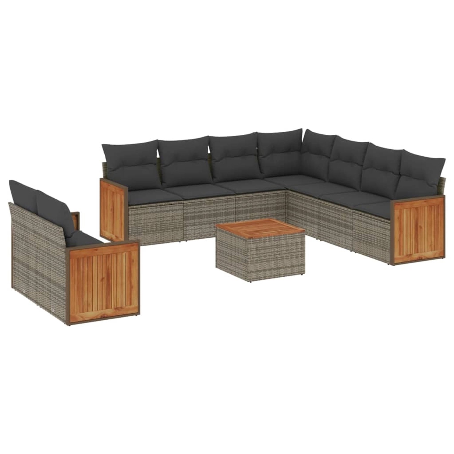 vidaXL 10-Tlg Garten-Sofagarnitur mit Kissen Grau Poly Rattan 3227789 günstig online kaufen