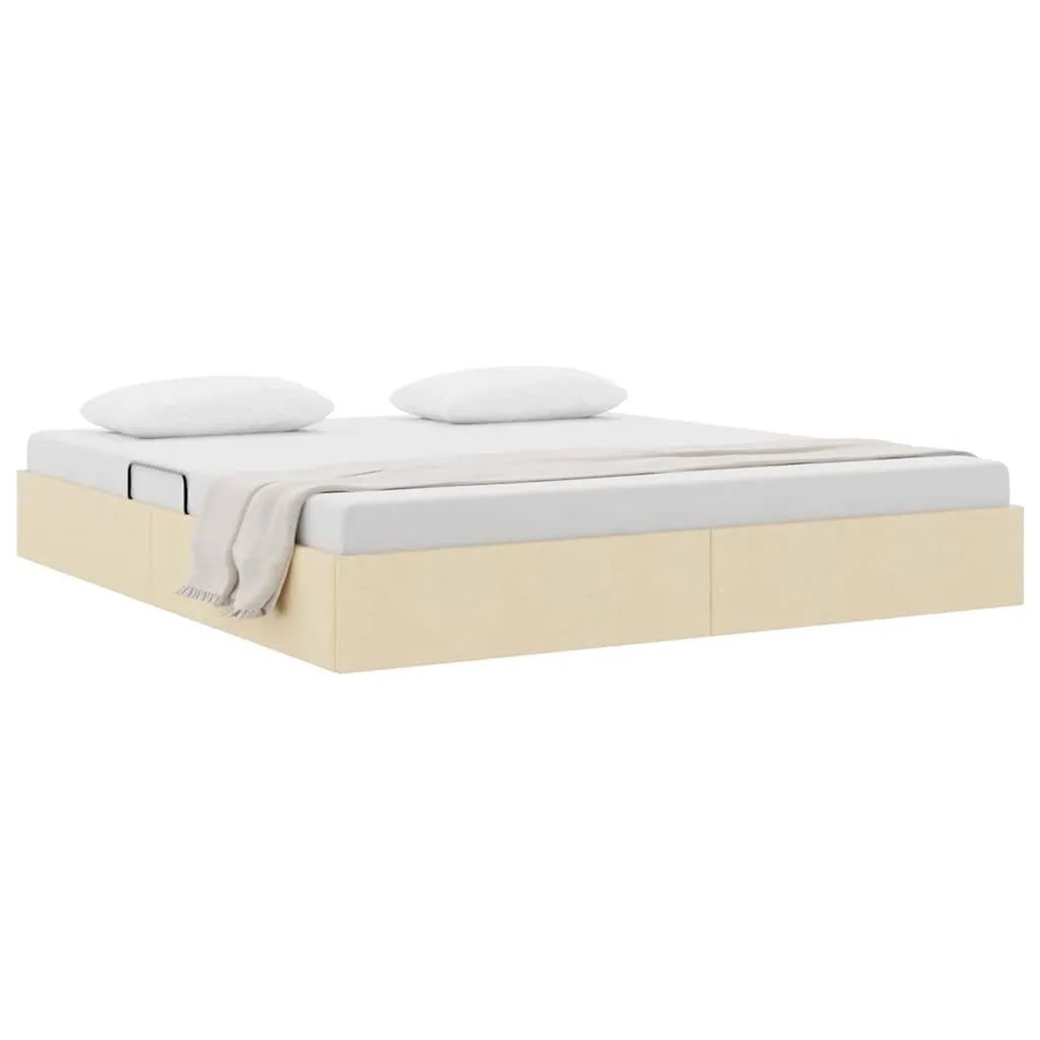 vidaXL Aufbewahrungsbett mit Kopfteil Creme 180 x 200 cm Stoff 3370032