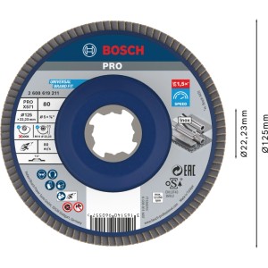 Bosch X-Lock Fächerschleifscheibe X571 Best for Metal gerade Ausführung 125 mm K