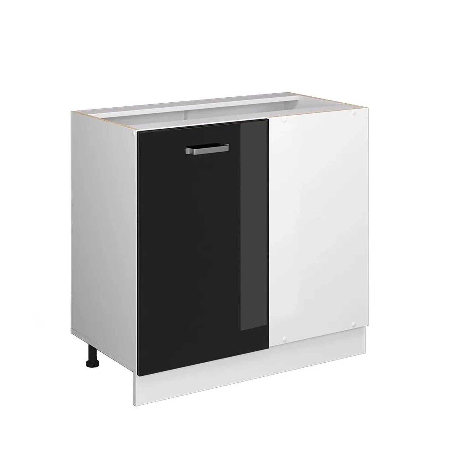 Vicco Eckunterschrank R-Line Schwarz Hochglanz Weiß 86 cm ohne Arbeitsplatte
