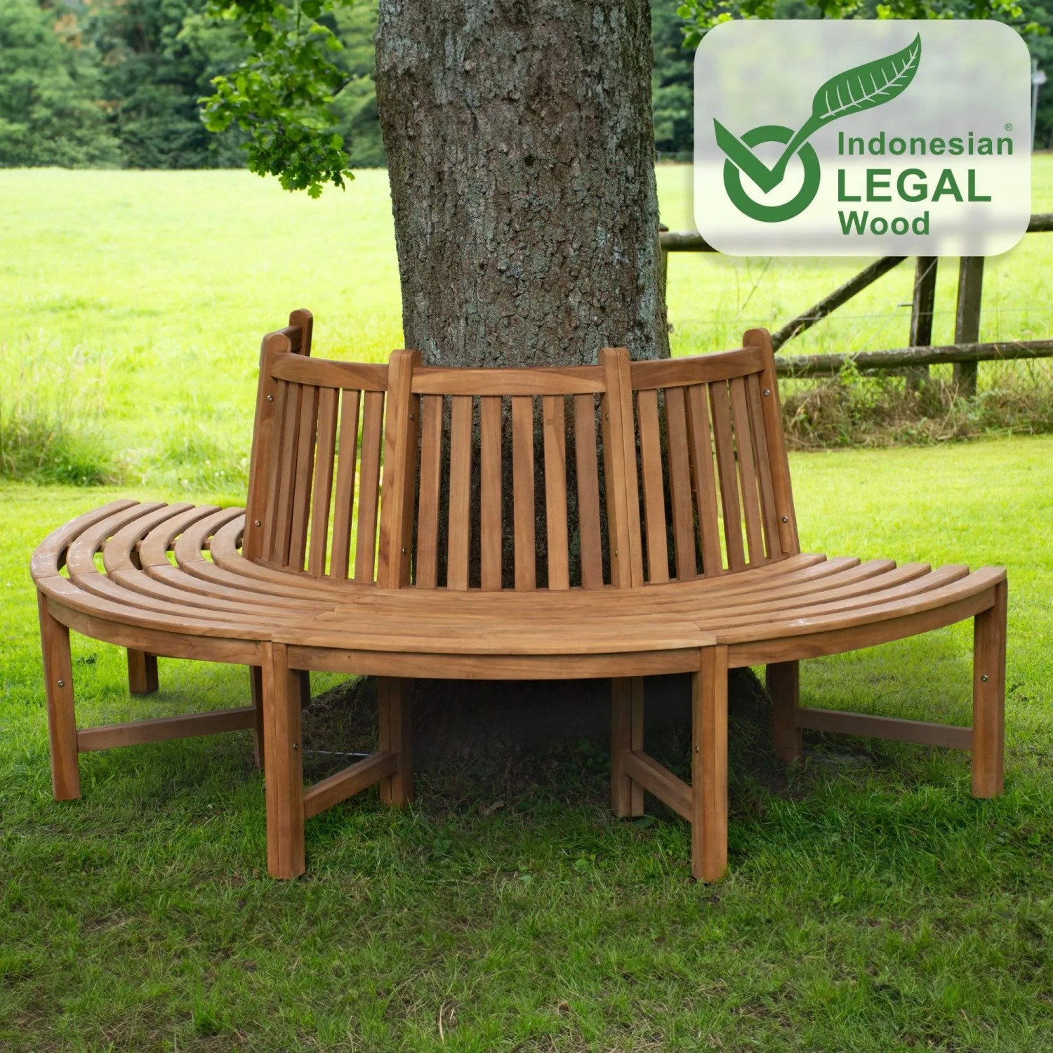 DELUKE Baumbank RISEN Holz Braun 203x44x90cm Halbrunde Sitzbank Mit Lehne Baumbank Gartenbank Für Baum