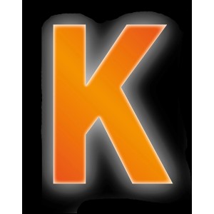 Reflektierender Klebebuchstabe K, 8 cm, orange, zur Beschriftung.