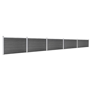 vidaXL Zaunelement Set, WPC, 872x105 cm, Schwarz, Sichtschutzzaun für Garten und Terrasse.