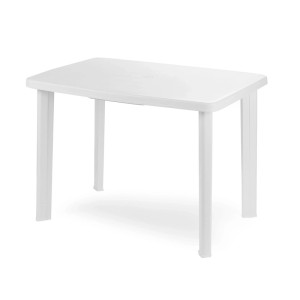 Weißer, rechteckiger Mojawo Gartentisch aus Kunststoff, 100x70cm, ideal für Balkon und Terrasse.