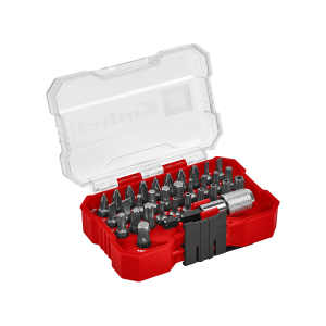 Einhell Bit-Set XS-Case, 30-teilig, mit verschiedenen Schraubendreher-Bits und Gürtelclip.
