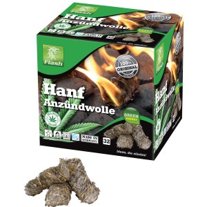 Flash Hanf Anzündwolle, 32 Stück, für Grill, Ofen und Kamin. Sicheres und sauberes Anzünden.