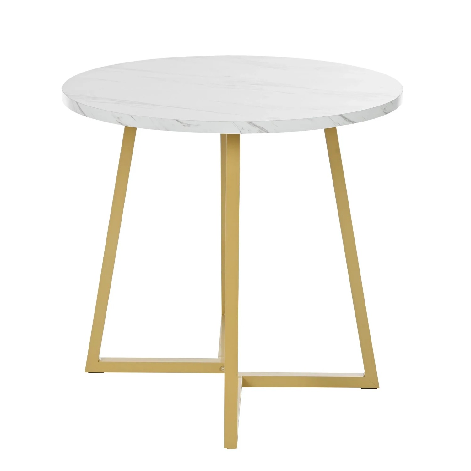 okwish Esstisch 1 Stück Rund Küchentisch aus Modernem Marmormuster 92 × 87 cm Weiß und Gold