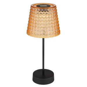 Globo LED-Solarleuchte, Ø 12,5 cm, Amber, 2er-Set. Dekorative Solar-Tischleuchte mit Kristalloptik.