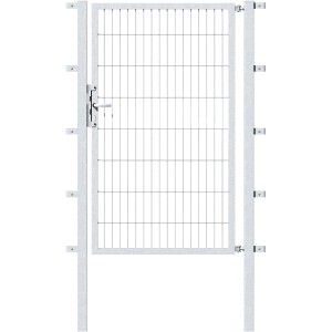 Feuerverzinktes Metallzaun Einzeltor (180x100cm) mit Doppelstabmatte für Gartenzäune.