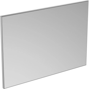 Ideal Standard Wandspiegel Mirror&Light, 100x70 cm, mit schmalem Rahmen in Aluminiumoptik.