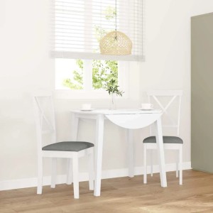 vidaXL Esszimmerstühle mit Kissen 2 Stk Weiß Massivholz Gummibaum 4102405