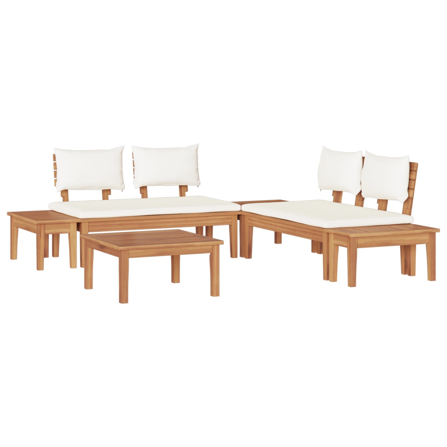 vidaXL Gartenbänke Set mit Kissen mit Speicher 3-Tlg Braun Creme 3356868 günstig online kaufen