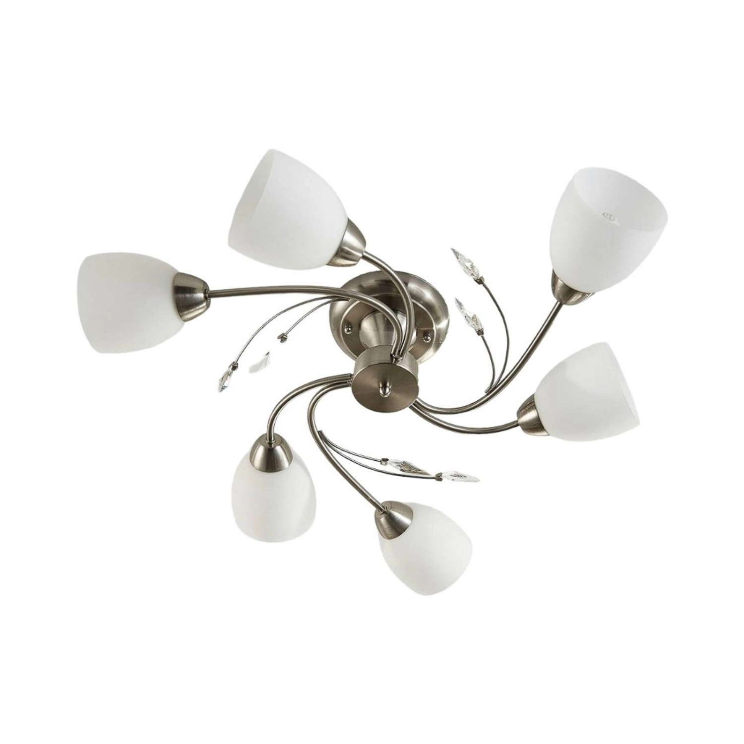 Lindby Deckenlampe Tatas 9620769 Modern in Alu aus Glas 6-flammig E14 Wohnzimmerleuchte