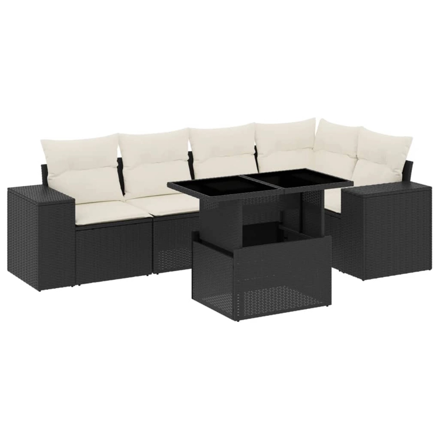 vidaXL 6-Tlg Garten-Sofagarnitur mit Kissen Schwarz Poly Rattan 3269146 günstig online kaufen