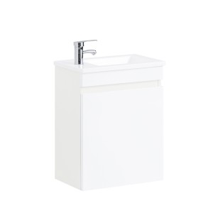 SoBuy Waschbeckenunterschrank mit 1 Tür Badschrank mit Waschbecken Weiß BZR170-W