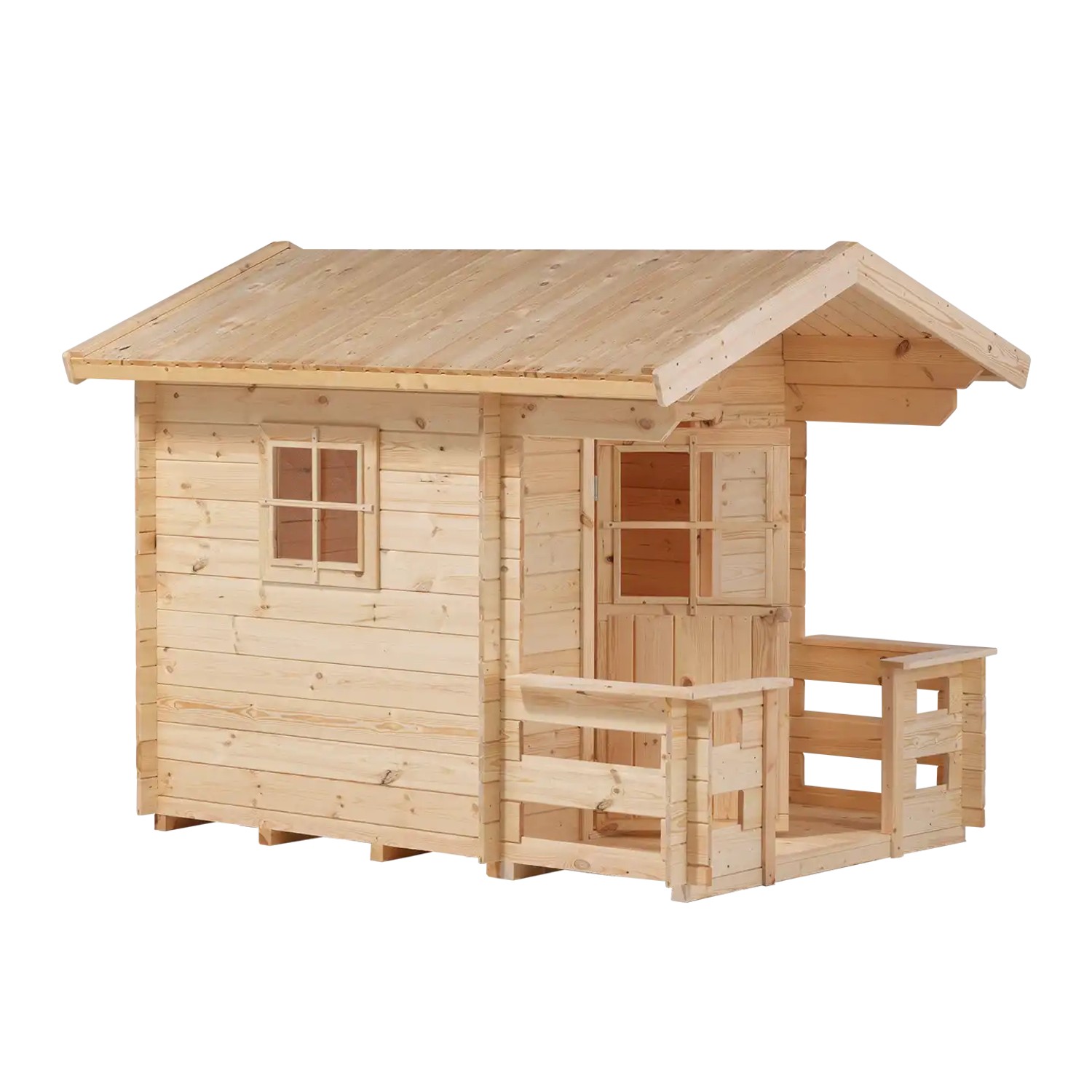 Plus A/S Spielhaus 134×134 cm + 58 cm Terrasse - unbehandelt günstig online kaufen