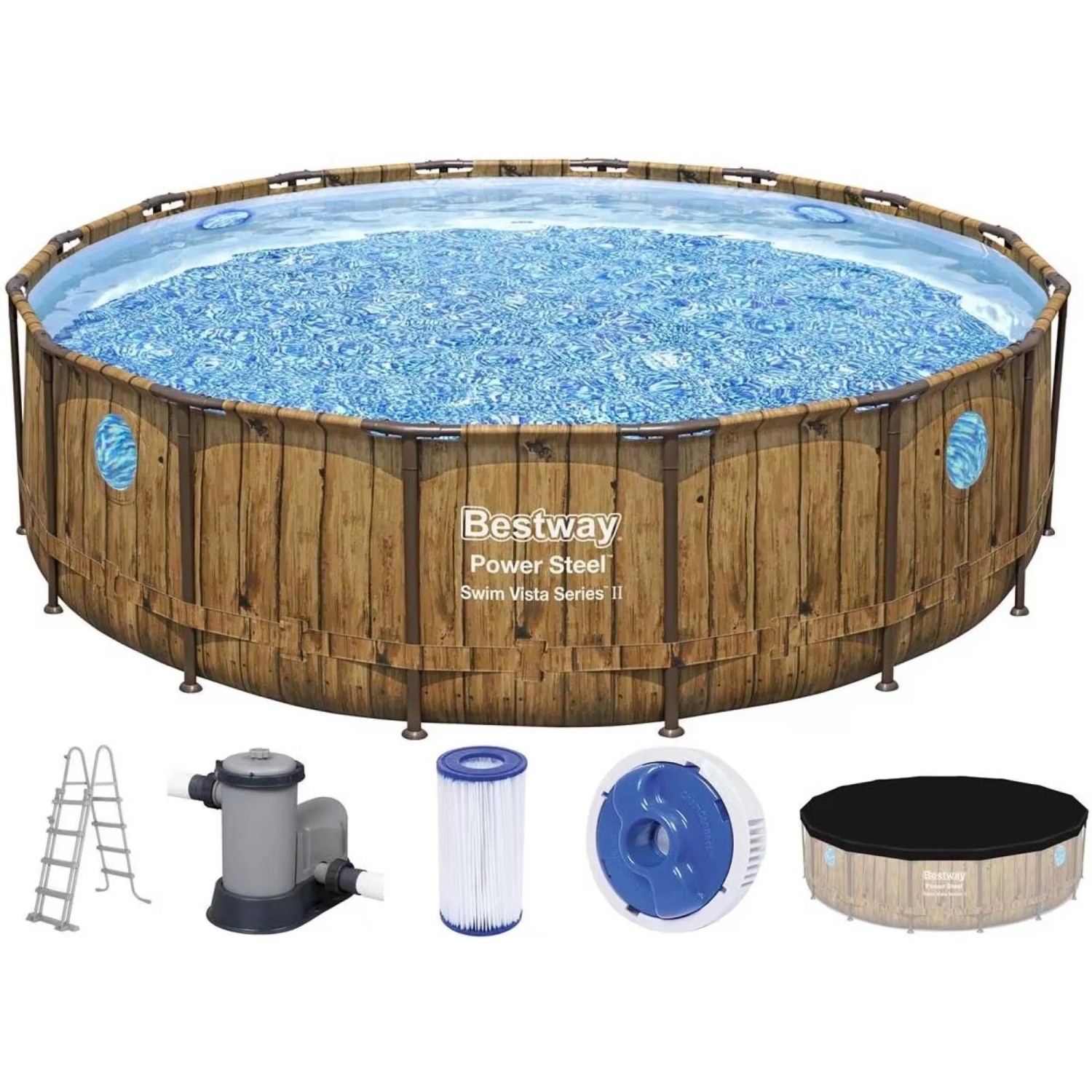 Bestway Power Steel Swim Vista Series Frame Pool Komplettset 488 x 122
cm Holz Optik Bestway Power Steel Swim Vista Series Frame Pool Komplettset 488 x 122 cm Holz Optik