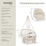 Tectake Hängesessel Samira Mit Dickem Sitzkissen Stabile Halteseile 81 x 80 x 139 cm Beige_6