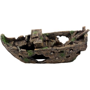 Dekorative Aquarium-Figur: Versunkenes Schiff, detailreich gestaltet für Unterwasserwelten.