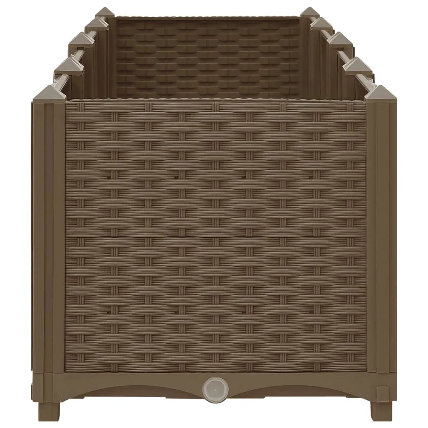 Braunes furnicato Hochbeet (160x40x38 cm) aus Polypropylen mit Rattan-Optik.