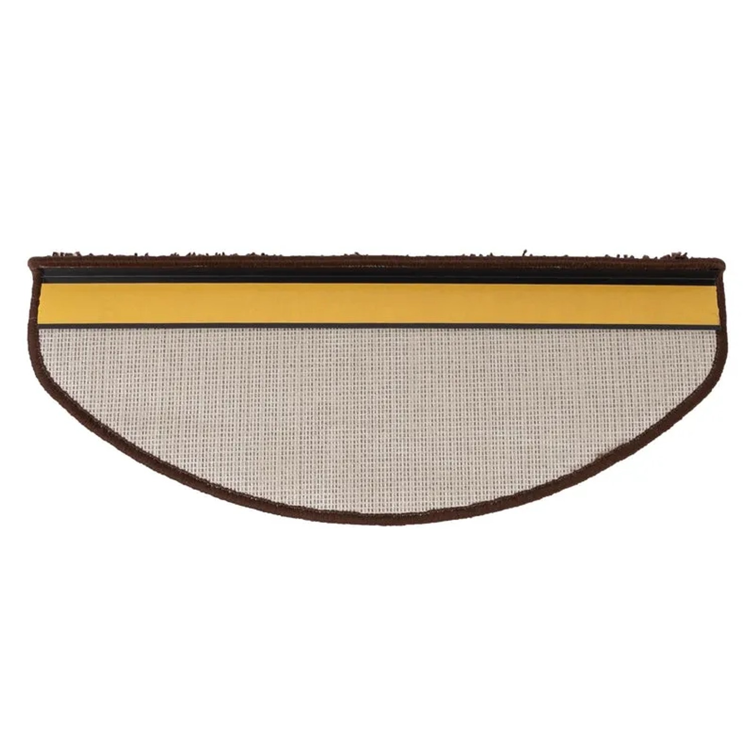 Halbrunde, dunkelbraune Shaggy Stufenmatte Barcelona, 23,5x65 cm. Treppenschutz für Innen.