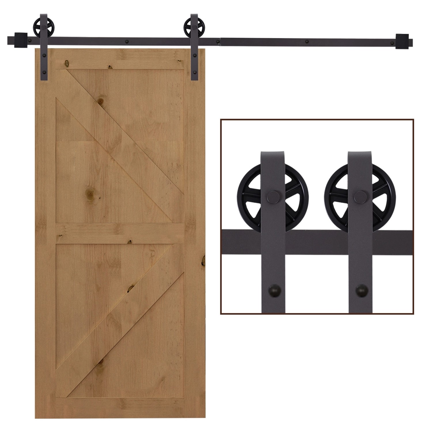 HOMCOM Schiebetür-Beschlagsatz Kohlenstoffstahl Braun 183L x 4B x 0,6H cm günstig online kaufen