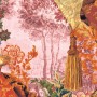 Komar Vlies Fototapete Gobelin Panel 100x250cm mit Eule, Schmetterling und Blumen.