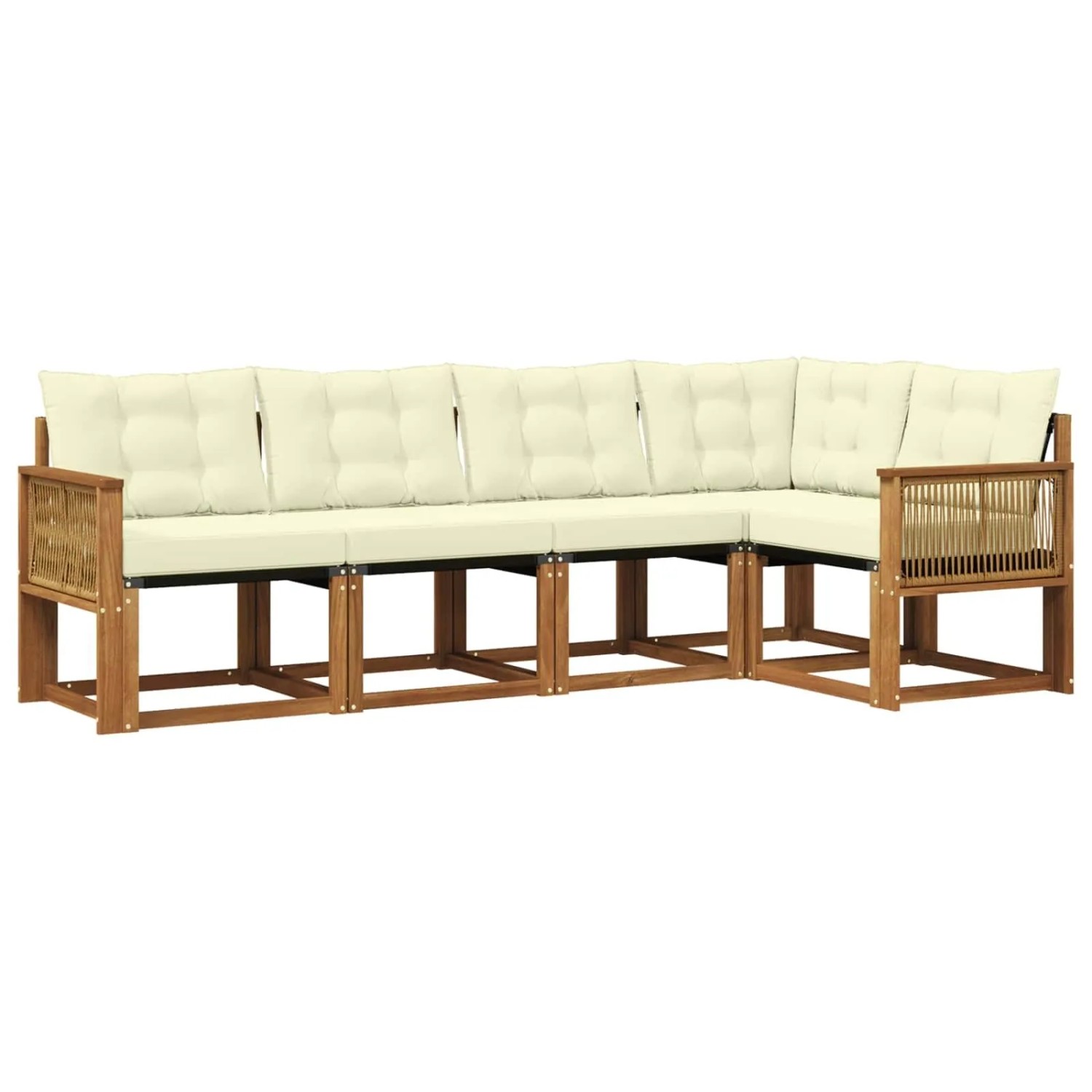 vidaXL Outdoor-Sofagarnitur mit Kissen 5 Stk Natur und Creme 3381954