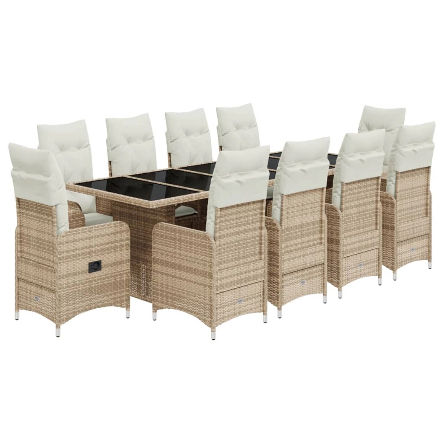Thumbnail - vidaXL 11-tlg Garten-Bistro-Set mit Kissen Beige Poly Rattan Modell 3