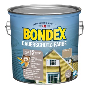 Bondex Dauerschutz-Farbe Treibholz, 2,5 l Dose, seidenglänzend für Wetterschutz.