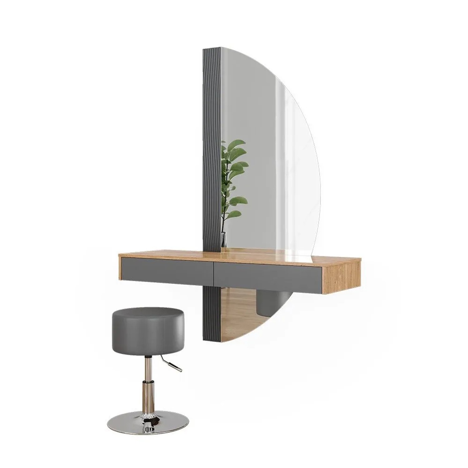 Vicco Schminktisch Melisa Grau 120 x 161 mit LED-Spiegel und Hocker