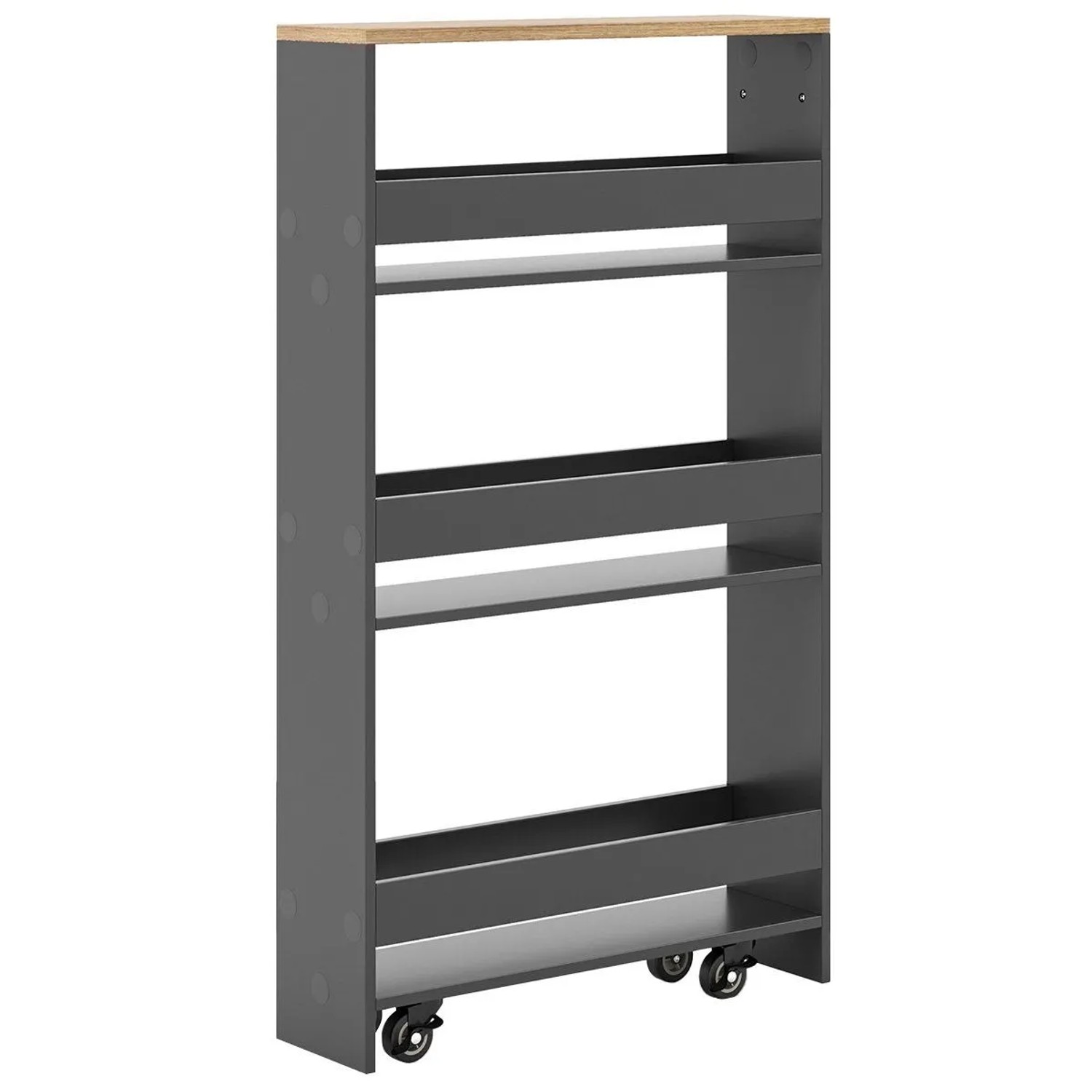 Costway 4 Etagen Küchenwagen Badregal Grau & Natur 47.5 x 13 x 80.5 cm