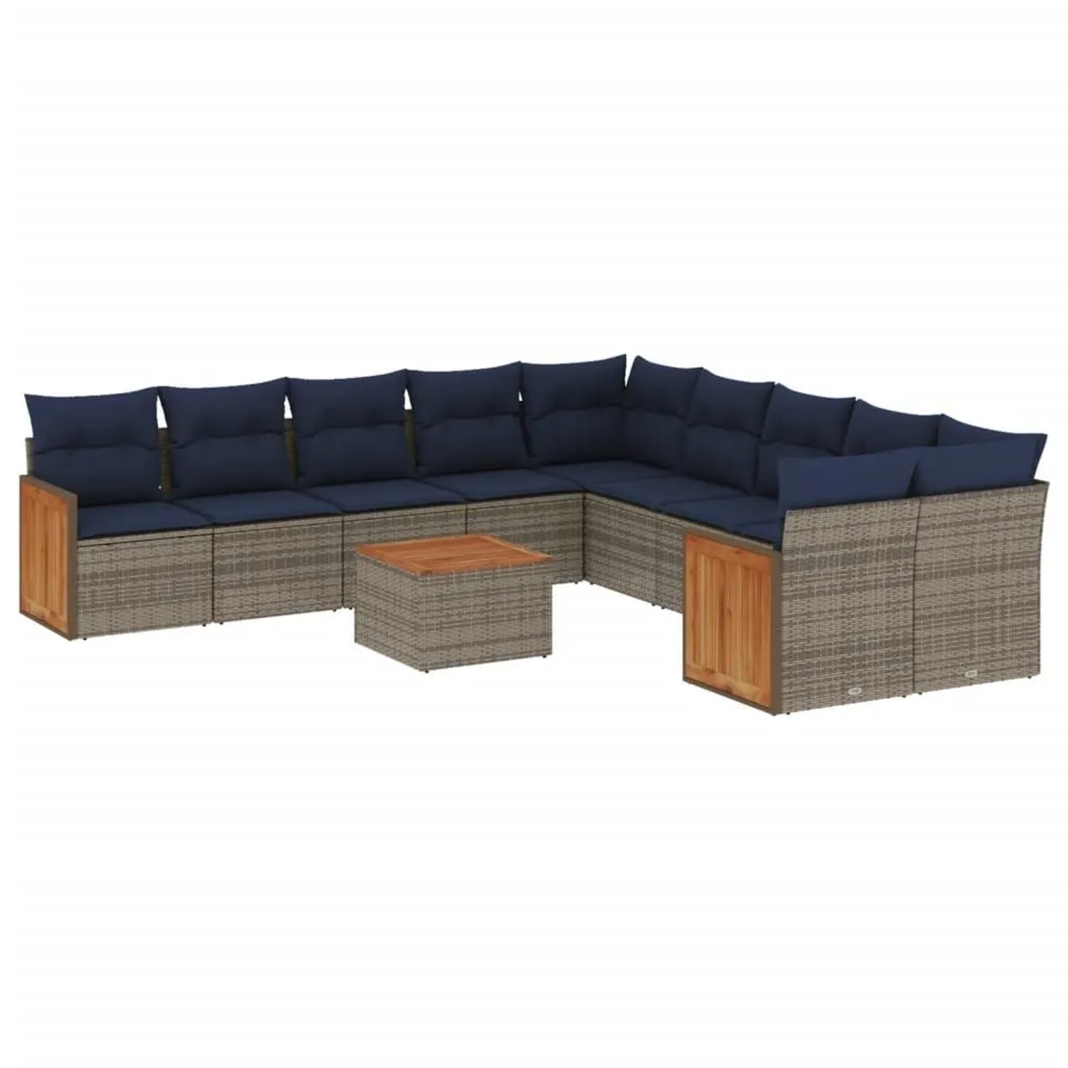 vidaXL 11-Tlg Gartensofa-Set mit Kissen Grau Polyrattan 3228042 günstig online kaufen