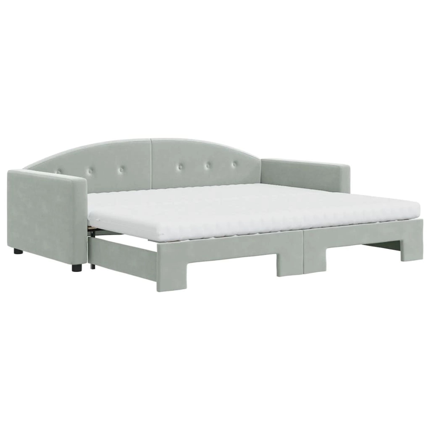 vidaXL Tagesbett Ausziehbar mit Matratzen Hellgrau 90x190 cm Samt 3197338