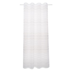 Weißer Sehlbach Fertigschal mit dezenten Webstreifen, geeignet für Gardinenstange und -schiene.