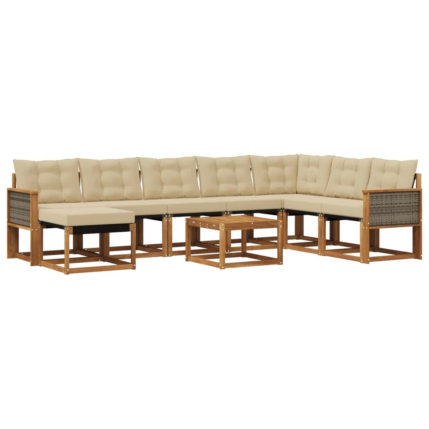 vidaXL Outdoor-Sofagarnitur mit Kissen 9 Stk Natur und Beige 3382157