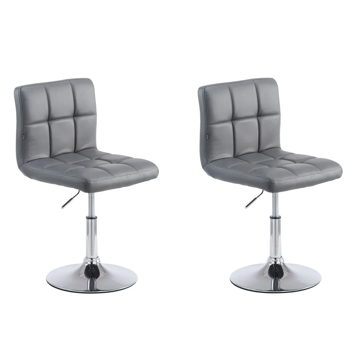 DELUKE 2er Set Barhocker BANGKO Kunstleder Grau 44x49x74cm Barstuhl Höhenverstellbar Mit Lehne Drehbar Tresenhocker Tresenstuhl