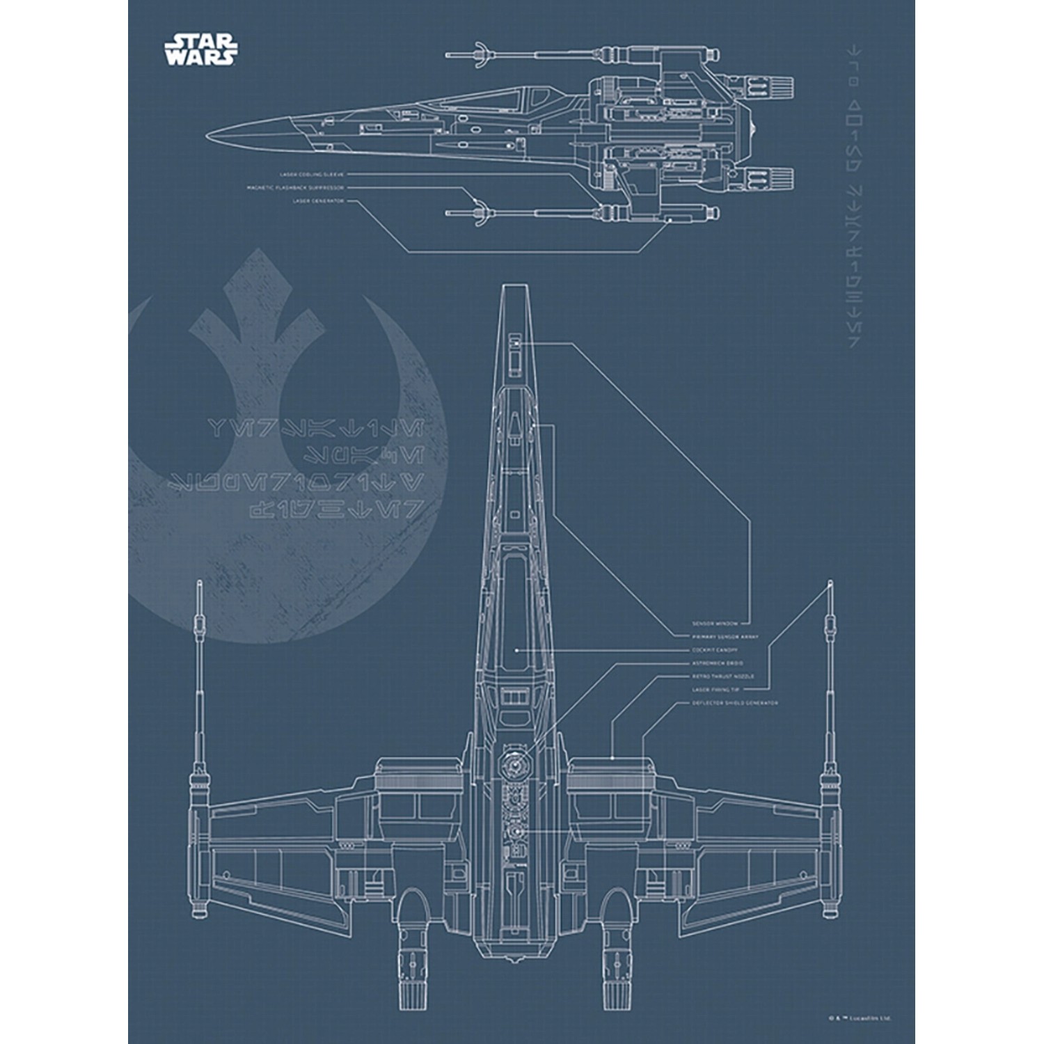 Disney Poster Star Wars X-Wing Dunkelblau 30 x 40 cm 611685 günstig online kaufen