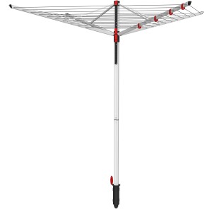 Vileda Wäschespinne Sun-Lift Compact mit 40 m Leinenlänge und Kleiderbügelhaltern.