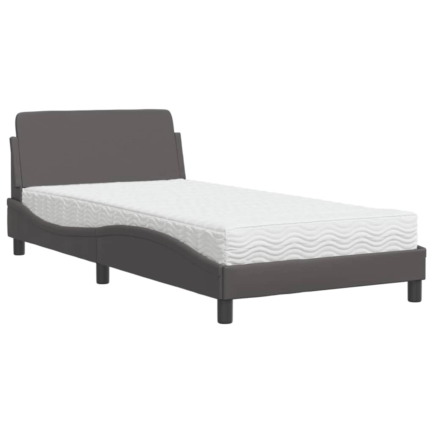 vidaXL Bett mit Matratze Grau 100x200 cm Kunstleder Modell 12009852