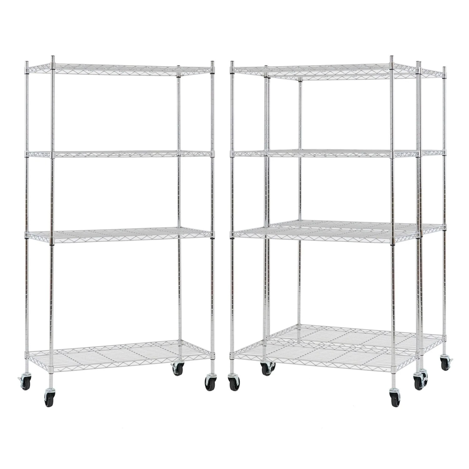 PROREGAL Mega Deal 3X Gitterregal HADES Mit Rollen & 4 Gitterböden Metall 160x90x40cm Fachlast 75kg Metallregal Chrom  Silber Küchenregal Aufbewahrung