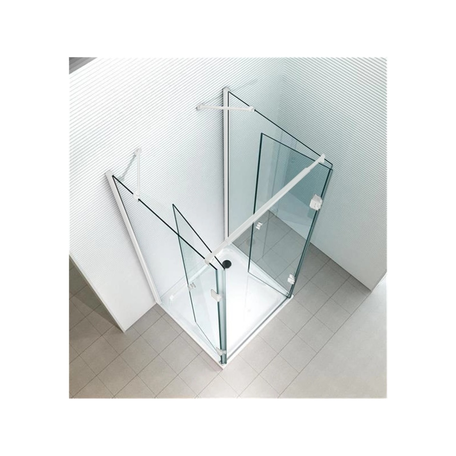 Glaszentrum Hagen Ares U-Duschkabine 80x120x80x195cm, weiße Profile, Klarglas, inkl. Tasse/Siphon.