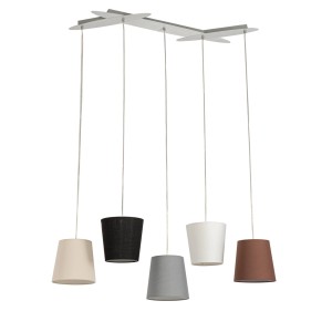 Lucande Pendelleuchte Thamila 9639625 für Kinder Junges Wohnen aus Textil 5-flammig E27 Wohnzimmerleuchte