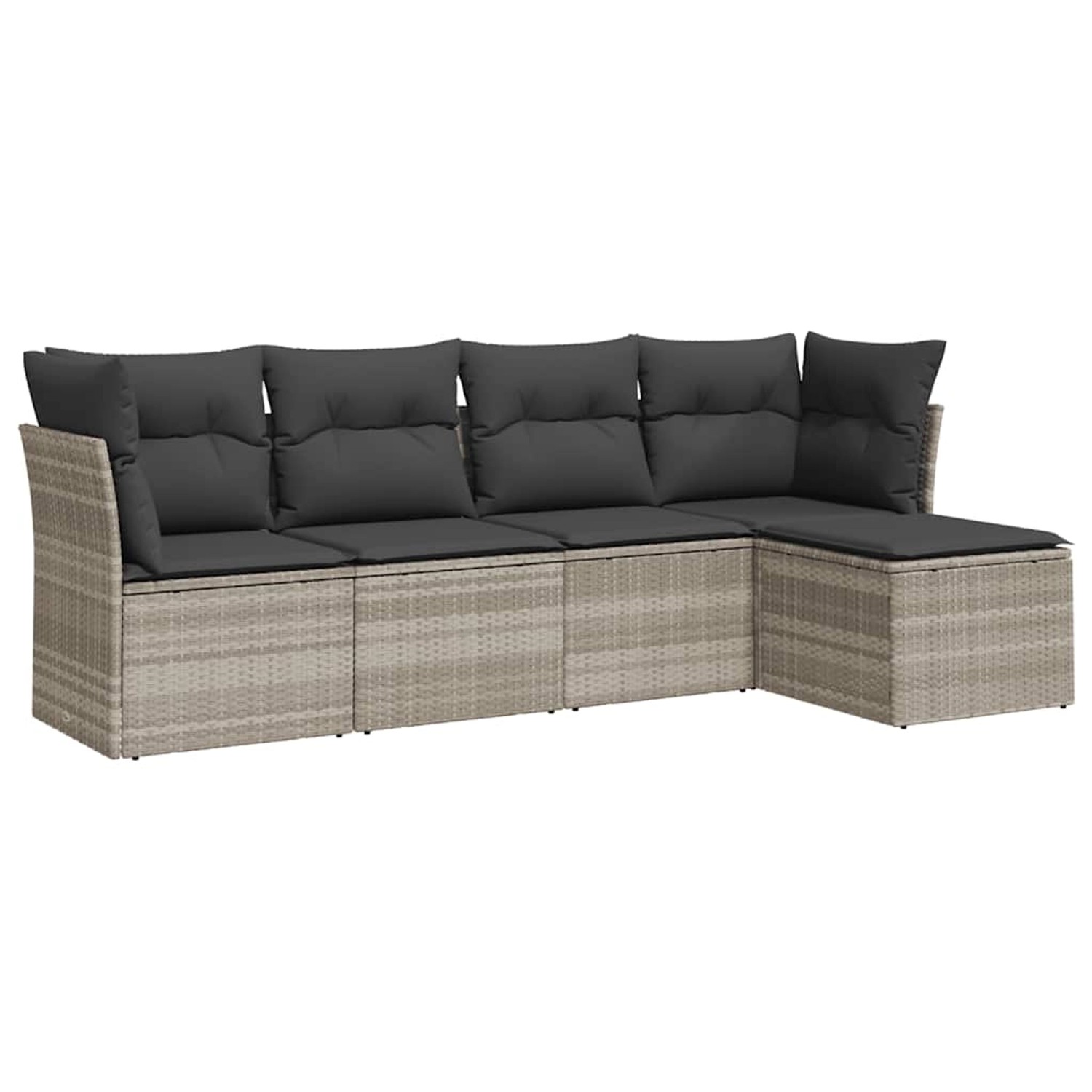 vidaXL 5-Tlg Garten-Sofagarnitur mit Kissen Hellgrau Poly Rattan 3249401 günstig online kaufen