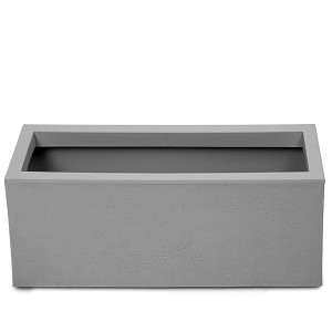 Grauer Ondis24 Balkonkasten in Steinoptik, 25L Pflanzvolumen, ideal für Balkon und Terrasse.