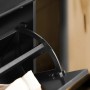 Detailaufnahme: Schwarzer SoBuy Schuhkipper mit offener Klappe und Schuhen.