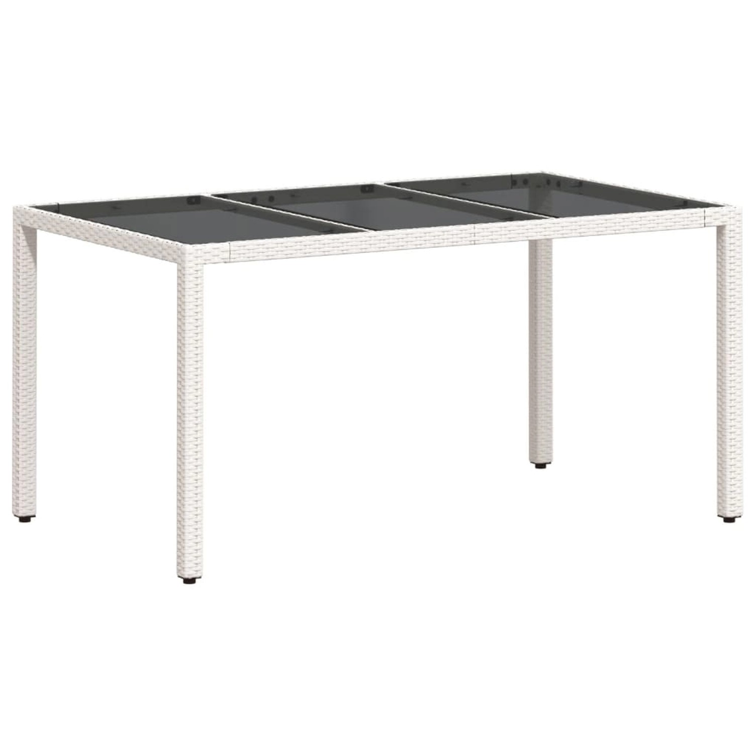 vidaXL Gartentisch mit Glasplatte Weiß 150x90x75 cm Poly Rattan 368126 günstig online kaufen